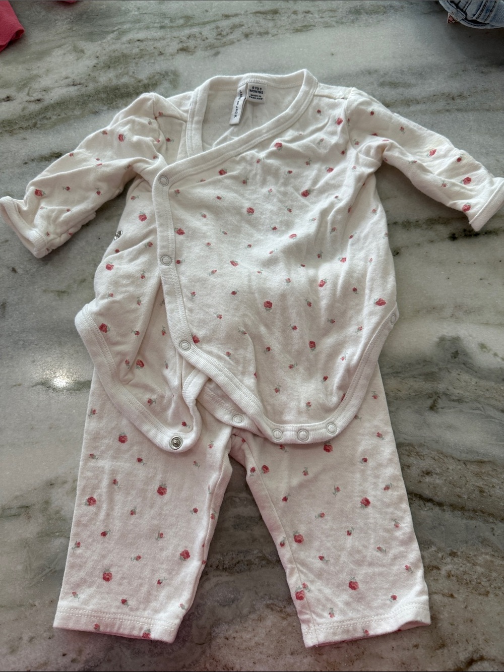Janie and Jack White and Pink Floral Baby Matching Set